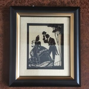 Vintage Silhouette Art in Black and Gold Frame
